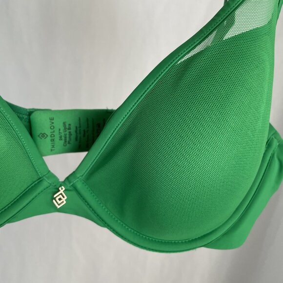 ThirdLove 24/7 Classic Uplift Plunge Bra Size 36A½ Green Smooth T-Shirt Mesh New - Picture 10 of 12
